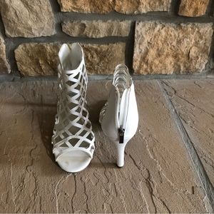 Size 11 white open toe booties.